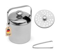 Ice bucket 4-piece set 1.3 L stainless steel gripper lid ice cube tray