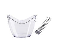 Ice Bucket 8 Liter Acrylic Ice Bucket with Ice Tongs, Plastic Tub Oval Storage Bucket Ice Buckets for 2 Wine or Champagne Bottles Ice Bucket Ice Holder(Black)