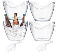 Ice Bucket Beer Bucket Beverage Tub, 4 Pcs 4 Liter Acrylic Wine Bucket Drinks Ice Bucket, Great for Home Bar Party Club Restaurant Camping, Chilling Beer, Champagne Wine, and Barware Accessories(4L)