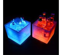 Ice Bucket Colour Changing LED Cooler Double Wall Square Champagne Wine Drinks Beer Ice Bucket for Karaoke Party Bar Home Wedding 3.5L Capacity 1 Piece