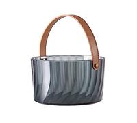Ice Bucket Grey Acrylic Ice Bucket with Brown Leather Handle 3 Liter Modern Luxurious Large Ice Buckets Portable Comfortable Carry Handle- Great for Home Bar, Chilling Beer Champagne Ice Holder