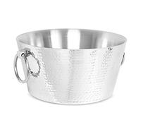 Ice Bucket, Hammered Double Wall Round Beverage Tub Stainless Steel Ice Bucket Metal Drink Cooler for Party
