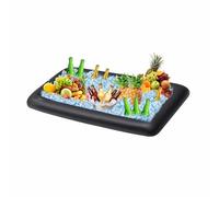 Ice Buffet Serving Tray Drink Cooler with Drain Plug,Inflatable Ice Serving Buffet Bar Inflatable Cooler for Parties Food 52 x 24 x 5'' (Black)