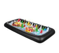 Ice Buffet Serving Tray Drink Cooler with Drain Plug,Inflatable Ice Serving Buffet Bar Inflatable Cooler for Parties Food 52 x 24 x 5'' (Black)