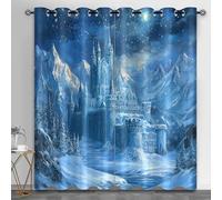 Ice Castle Thermal Curtains, Winter Castle Soundproof Curtains Fantasy Palace Dining Room Curtain for Dormitory Balcony Terrace, 55.1" x 72", 2 Panels