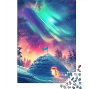 Ice Castles Under The Aurora Borealis Puzzle Brain Teaser Premium Cardboard Jigsaw Puzzle for Kids And Adults Age 12 Years Up 1000pcs (38x26cm)