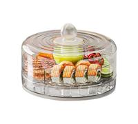 Ice-Chilled Condiment Server, Buffet Serving Tray With Lids, Chilled Veggie Tray | Clear Cupcake Platter - Cold Food Platter For Salad, Fruits, Pizza Toppings & Party Snacks