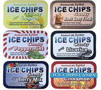 ICE CHIPS Xylitol Candy 6 Tins (Variety Pack); Low Carb, Gluten Free - includes ICE CHIPS BAND as shown