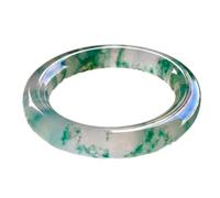 Ice-clear Emerald Jadeite Bangle Bracelet, Yang-green Floating Flower Design, Fit for a Lady's Gift