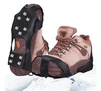 Ice Cleats - 10-Teeth Shoes Boots Traction, Lightweight And Secure Fit Stainless Steel Winter Walking Footwear Crampon For Mountaineering Climbing Fishing Backpacking Hiking