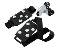 Ice Cleats - Manganese Steel Teeth Crampons | Adjustable Traction Grippers for Walking on Snow and Ice - Size Fits All Silicone and Fabric Straps - Lightweight Spikes pa