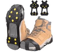Ice Cleats Snow Ice Grips Traction Cleats Crampons Over Shoe Boots Anti Slip Traction Cleat 10 Studs Crampons Slip-on Stretch Footwear for Men Women (XXL)