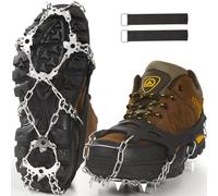 Ice cleats，Snow Ice Traction Shoe Boot Cleats， True Stainless Steel Spikes and Durable Silicone，Anti - Slip Boots Spikes for Walking, Jogging, Climbing and Hiking (19 Spikes, XL)