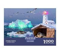 Ice Coast Lighthouse Wooden Jigsaw Puzzle Waterproof 1000 Piece Puzzles for Adults Fun Home Decoration