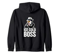 Ice Cold Boss Penguin Mafia Funny Humor Zip Hoodie