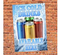 Ice Cold Drinks Available Here Advertising Sign Self Adhesive Gloss Sticker A4 297mm x 210mm