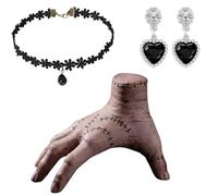 Ice Cold Hands, Wednesday, Halloween Party Decoration, Cosplay Props, 1 Piece Latex Hand with Chain and Earrings, Wednesday Family Hand, Realistic Scarred Hands, Hands Toys, Wednesday Toy