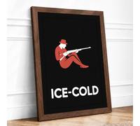 Ice-Cold Typography Framed Wall Art Print A4 (29.7×21cm) Walnut, Wall Decor for Living Room, Bedroom, Office & Home, Ready to Hang, Art Gift