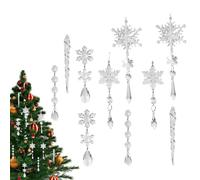 Ice Cone Decorations For The Christmas Tree - 10 Piece Shatterproof | Snowflake And Drop Winter Embellishments Set - For Celebrating Winter Holidays Party Outdoor Wall Window Door And Bedroom