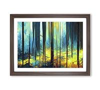 Ice Cool Abstract Forest Vol.1 Framed Print | A2 Walnut Framed Wall Art | Ready to Hang | Abstract Landscape Picture | Living Room Bedroom Lounge Office
