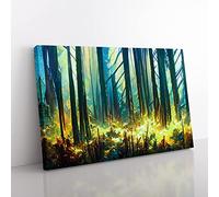 Ice Cool Abstract Forest Vol.2 Canvas Wall Art Print Ready to Hang, Framed Picture for Living Room Bedroom Home Office Décor, 76x50 cm (30x20 Inch)
