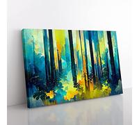 Ice Cool Abstract Forest Vol.4 Canvas Wall Art Print Ready to Hang, Framed Picture for Living Room Bedroom Home Office Décor, 50x35 cm (20x14 Inch)