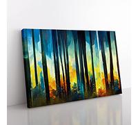 Ice Cool Abstract Forest Vol.5 Canvas Wall Art Print Ready to Hang, Framed Picture for Living Room Bedroom Home Office Décor, 50x35 cm (20x14 Inch)