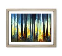 Ice Cool Abstract Forest Vol.5 Framed Print | A2 Oak Framed Wall Art | Ready to Hang | Abstract Landscape Picture | Living Room Bedroom Lounge Office