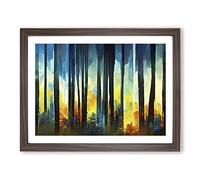 Ice Cool Abstract Forest Vol.5 Framed Print | A3 Walnut Framed Wall Art | Ready to Hang | Abstract Landscape Picture | Living Room Bedroom Lounge Office