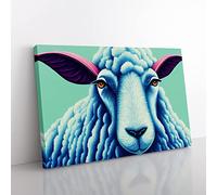 Ice Cool Sheep Canvas Wall Art Print Ready to Hang, Framed Picture for Living Room Bedroom Home Office Décor, 50x35 cm (20x14 Inch)