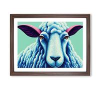 Ice Cool Sheep Framed Print | A4 Walnut Framed Wall Art | Ready to Hang | Modern Animal Picture | Living Room Bedroom Lounge Office