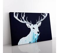 Ice Cool Stag Abstract Canvas Wall Art Print Ready to Hang, Framed Picture for Living Room Bedroom Home Office Décor, 50x35 cm (20x14 Inch)