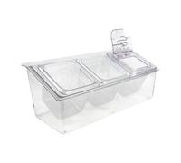 Ice Cooled Condiment Serving Container Fruit Veggie Station with Lid for Fruit, Ice Cream, Salad Bar-Topping Organizer, 3 Slot