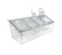 Ice Cooled Condiment Serving Container Fruit Veggie Station with Lid for Fruit, Ice Cream, Salad Bar-Topping Organizer, 4 Slot