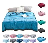 Ice Cooling Blanket for Night Sweats UK Summer Cooling Blankets King Size Double Bed Adult Single Skin Friendly Plain for Bed Blanket Cooler Quilt for Hot Sleepers Sweats All-Season Lightweight Throws