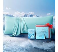 Ice Cooling Body Pillowcase for Hot Sleepers, Stay Cool All Night, Silky Touch Long Body Pillow Cases with Invisible Zipper, Soft Breathable Body Pillow Cover, Gift for Men Women - 20"x54", Mint Blue