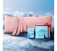 Ice Cooling Body Pillowcase for Hot Sleepers - Stays Cool All Night, Silky Touch Long Body Pillow Cases with Invisible Zipper, Soft & Breathable Body Pillow Cover, Gift for Men Women - 20"x54", Pink