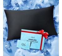 Ice Cooling Pillowcase for Hot Sleepers, Instantly Cool, Stays Cold All Night, Softer Than Silk Pillow Cases, Pillow Covers with Invisible Zipper, Gift for Men & Women - Queen Size, Black (1 Pack)