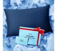 Ice Cooling Pillow Cases for Hot Sleepers, Stay Cool All Night, Smoother Than Silk Pillowcase, Luxurious Covers w/Hidden Zipper for Hair Skin, Birthday Gifts for Men Women Mom (Navy Blue, Standard)
