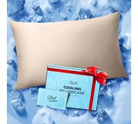 Ice Cooling Pillowcase for Hot Sleepers, Instantly Cool, Stays Cold All Night, Softer Than Silk Pillow Cases, Pillow Covers with Invisible Zipper, Gift for Men & Women - Standard Size, Beige (1 Pack)