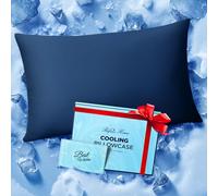 Ice Cooling Pillowcase for Hot Sleepers, Instantly Cool, Stays Cold All Night, Softer Than Silk Pillow Cases, Pillow Covers with Invisible Zipper, Gift for Men & Women - Queen Size, Navy Blue (1 Pack)
