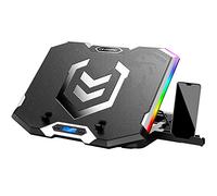ICE COOREL RGB Laptop Cooling Pad 15.6-17.3 Inch, Gaming Laptop Cooler Stand with 6 Quiet Cooling Fans and 6 Height Adjustable, LCD Screen and RGB Lights, Two USB Ports, One Phone Stand