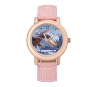 Ice-Covered Knights Dragon Breathing Fire Womens Leather Strap Elegant Lady Wrist Watches Casual Band Three-Hand Watch