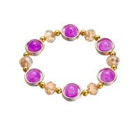 Ice Cracked Ink Dyed Glass, Blessing Good Luck Bead Jade Gradient Color Bracelets, Stretch Wristbands Bangles for Women Summer Beach Jewelry