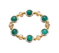 Ice Cracked Ink Dyed Glass, Blessing Good Luck Bead Jade Gradient Color Bracelets, Stretch Wristbands Bangles for Women Summer Beach Jewelry