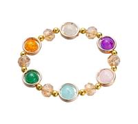 Ice Cracked Ink Dyed Glass, Blessing Good Luck Bead Jade Gradient Color Bracelets, Stretch Wristbands Bangles for Women Summer Beach Jewelry