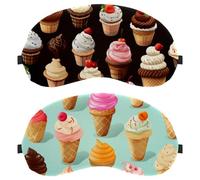 Ice Cream 2-Pack Light-Blocking Soft Breathable Eye Masks with Eye Patches and Sleep Masks