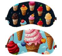 Ice Cream 2-Pack Light-Blocking Soft Breathable Eye Masks with Eye Patches and Sleep Masks