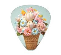 Ice cream and flowers Stylish and durable guitar picks, three types of thin, medium and heavy guitar picks (12 pieces), suitable for guitar, bass, electric guitar, ukulele,