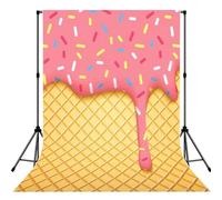 Ice Cream And Waffle Pattern Print Backdrop For Photoshoot, Photo Backdrop Background Curtain For Photography Portraits(No Stand)